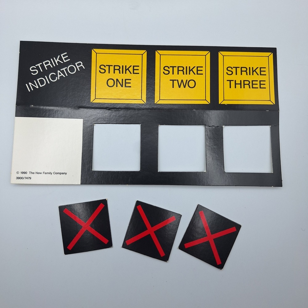 1990 Family Feud Board Game Strike Indicator Replacement Part Cardboard